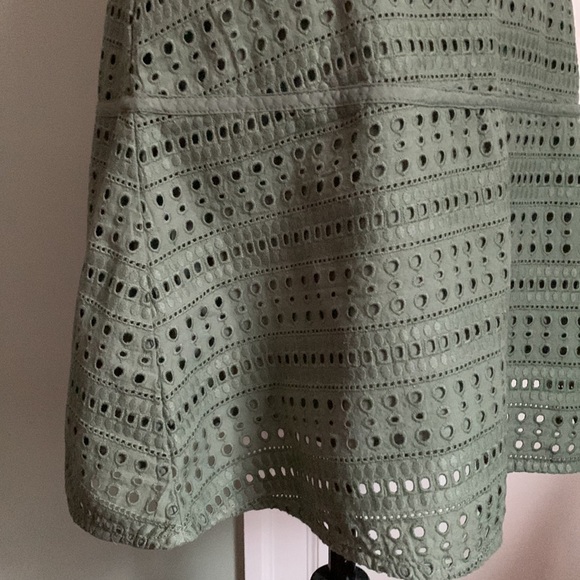 Gap Sleeveless Yoked Eyelet Fit and Flare Dress - Cool Olive - Picture 8 of 15